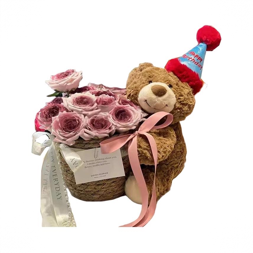 商品配色： 11朵乌梅子酱+抱抱桶+生日小熊