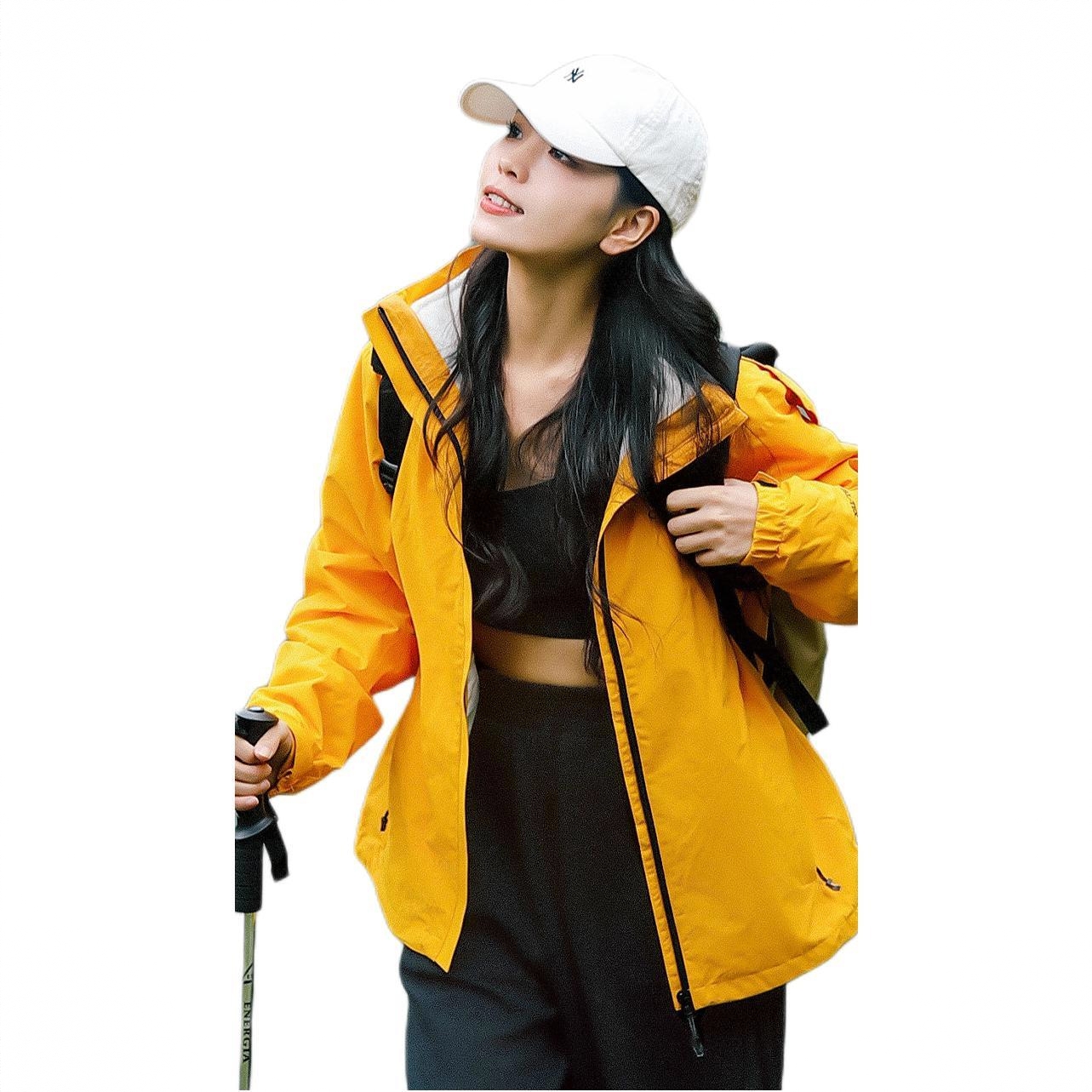 商品配色： 抓绒三合一/黄/女