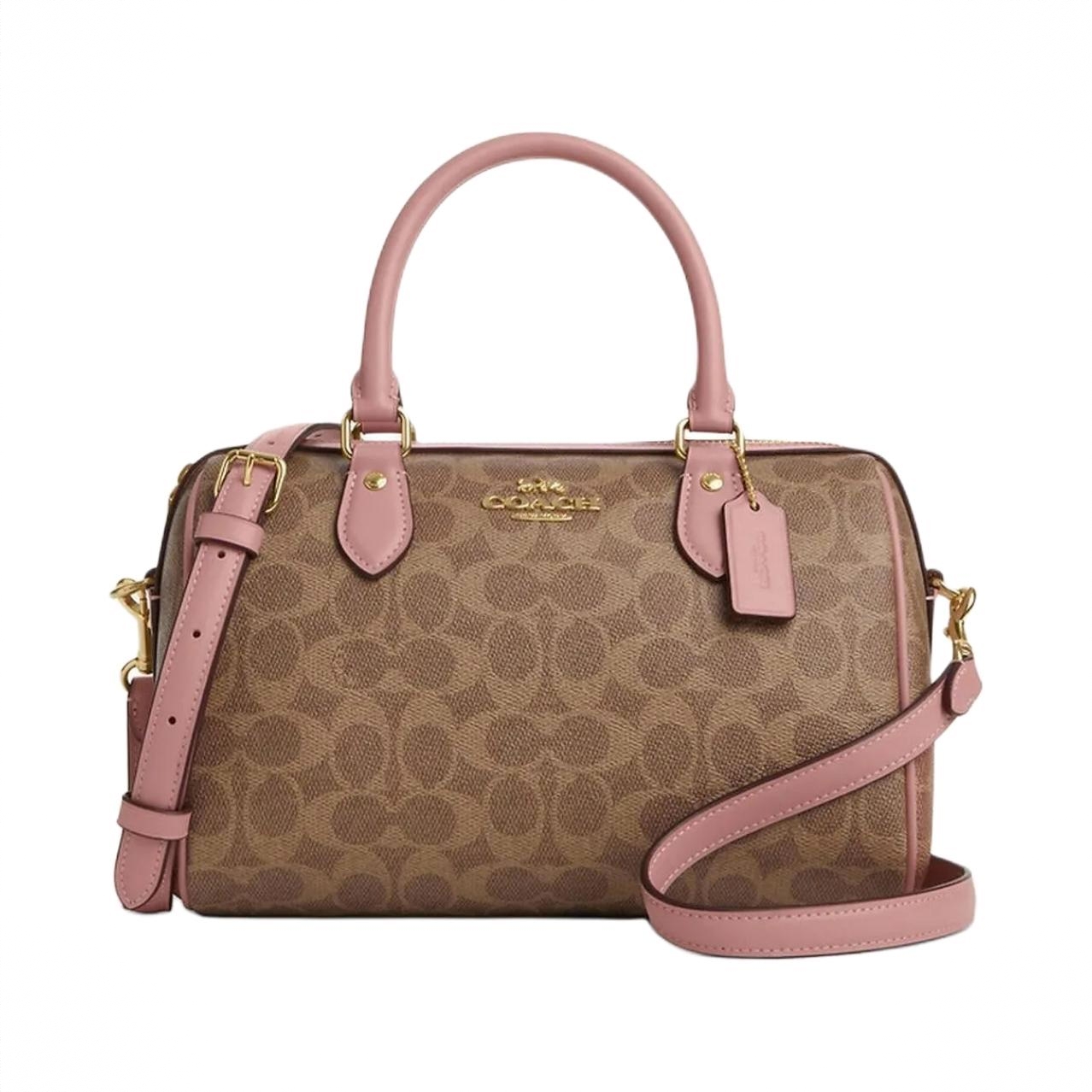 商品配色： 棕褐色拼粉红色