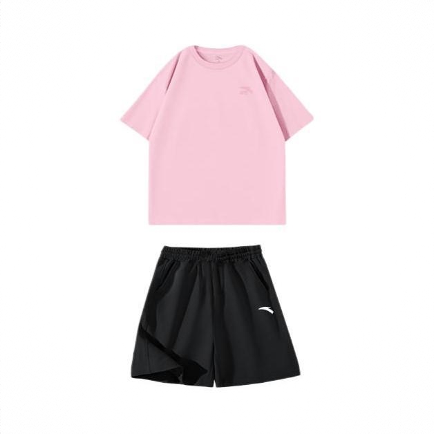 商品配色： 粉短袖+黑短裤