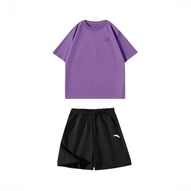 商品配色： 紫短袖+黑短裤
