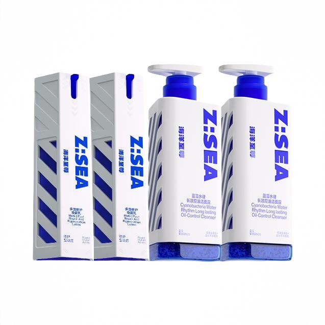 商品配色： 多效全能乳60g*2+洁面露150g*2