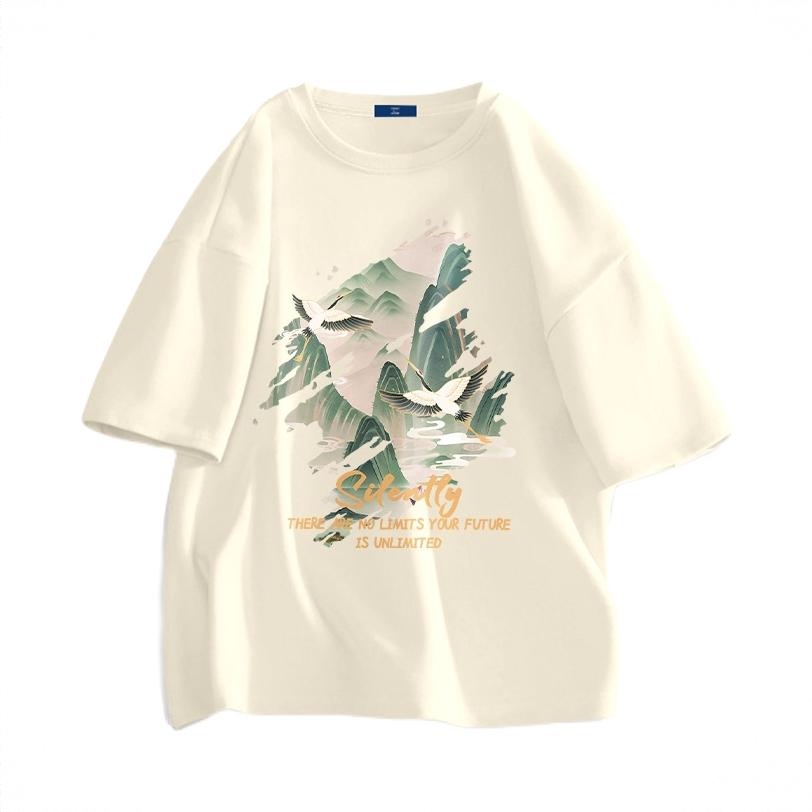 商品配色： 浅米/国风仙鹤