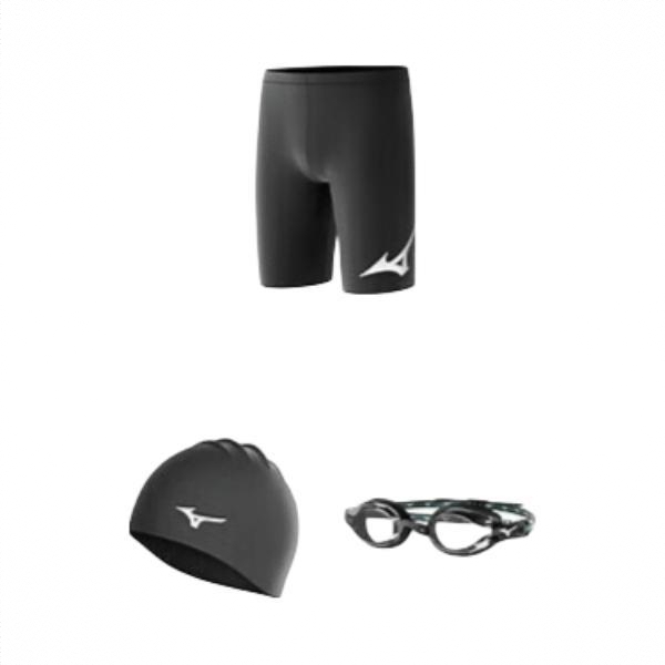 商品配色： 黑银泳裤+黑泳帽+泳镜近视