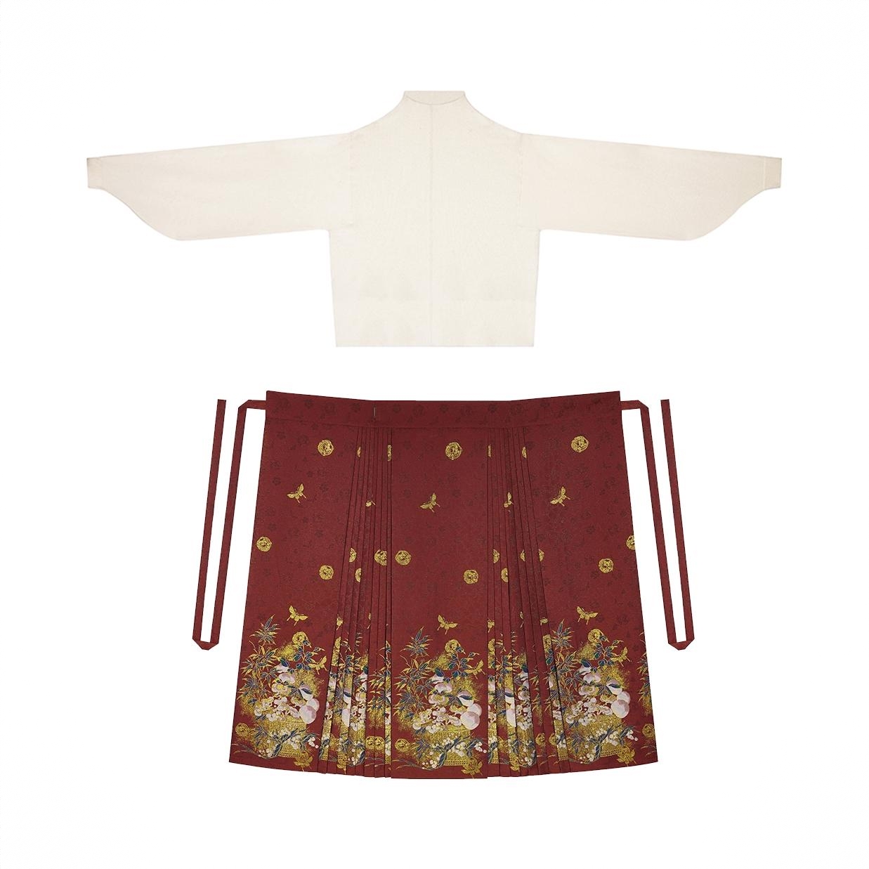 商品配色： 白毛衣+红马面裙/两件套