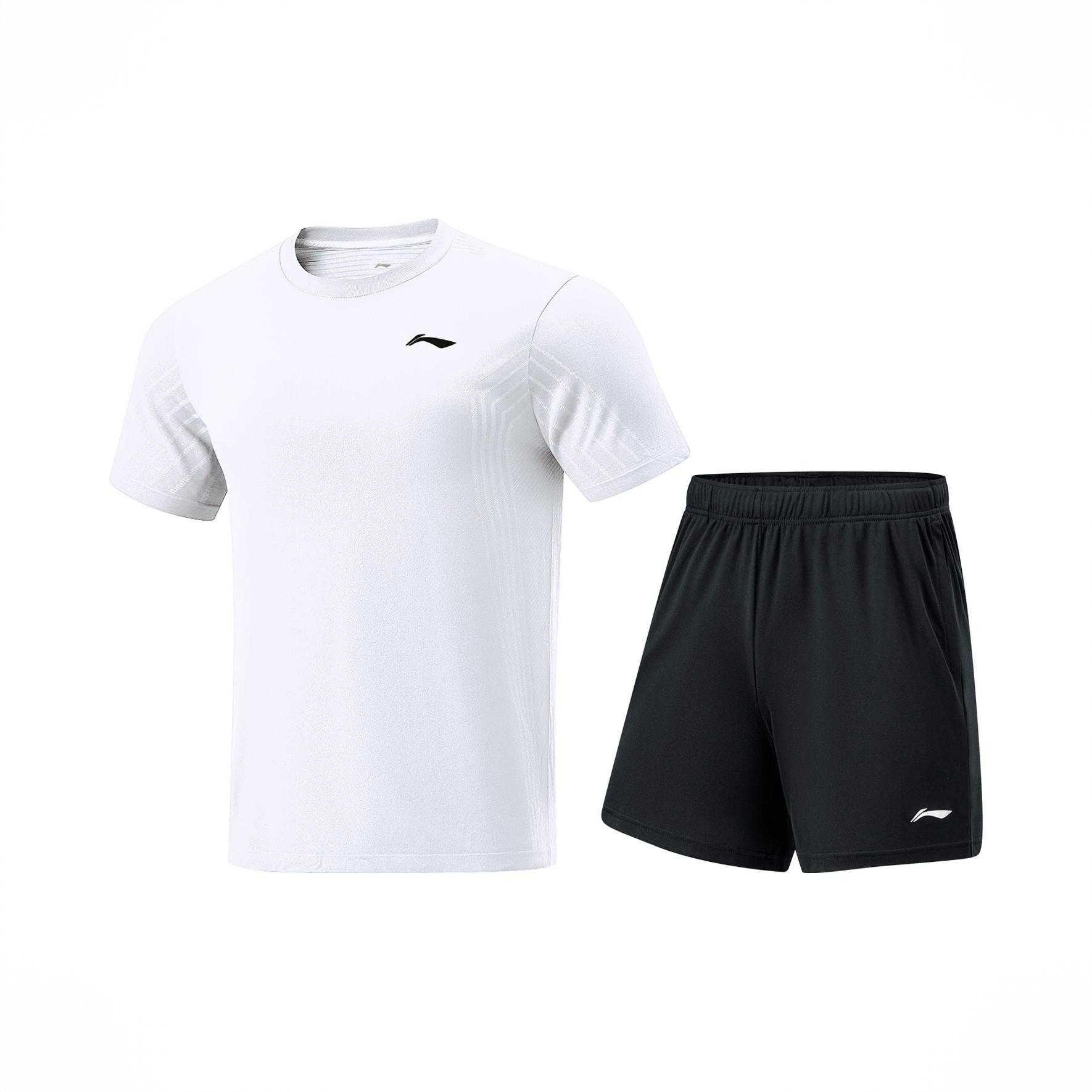 商品配色： 白色短袖+黑色短裤