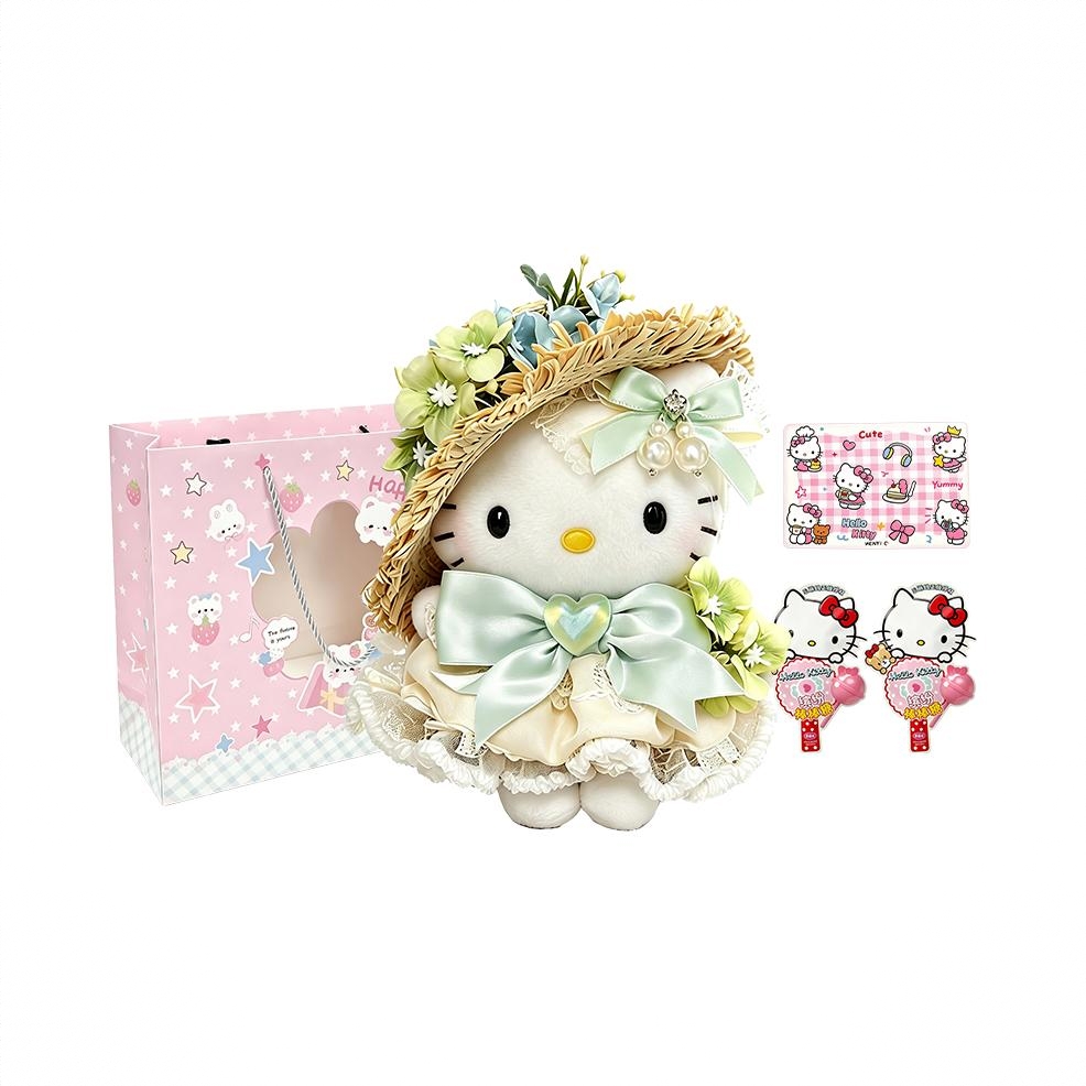 商品配色： 【浪漫惊喜】绿色花嫁Kitty+糖果零食礼包