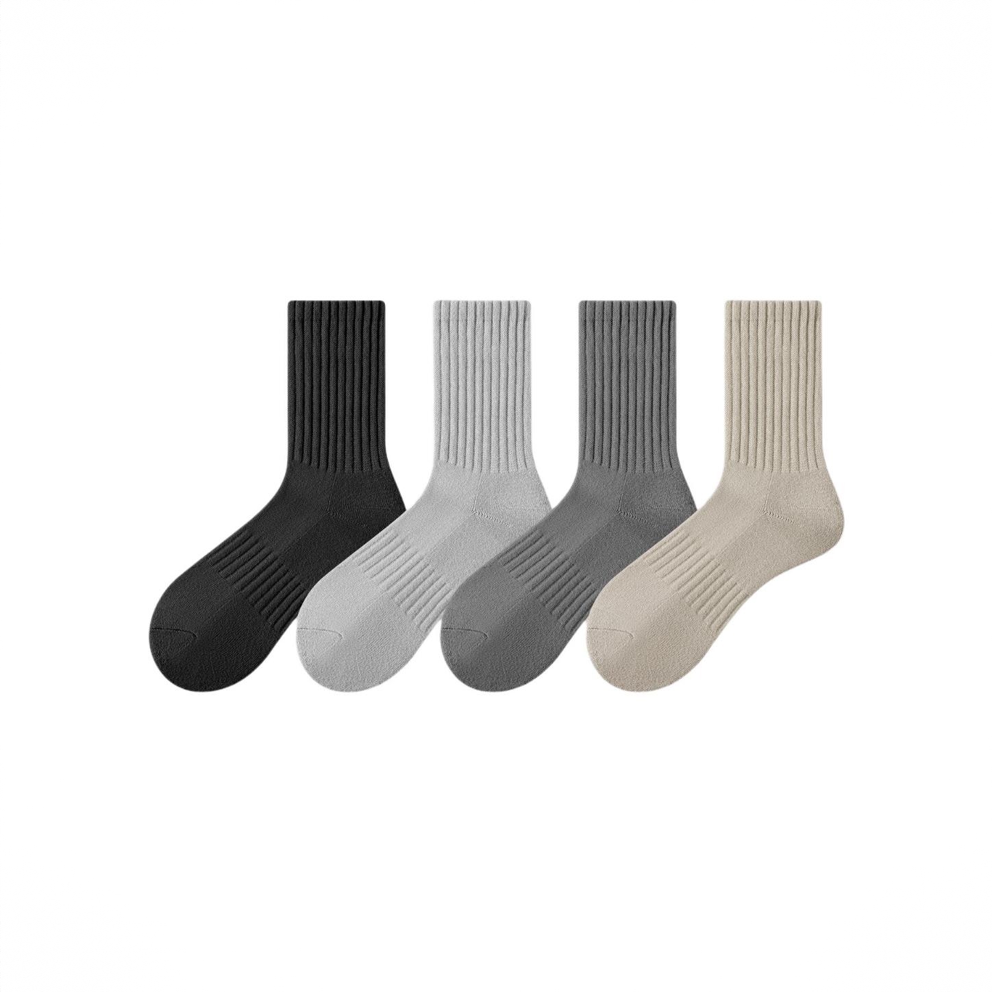 商品配色： 1黑1浅灰1深灰1卡其 4双
