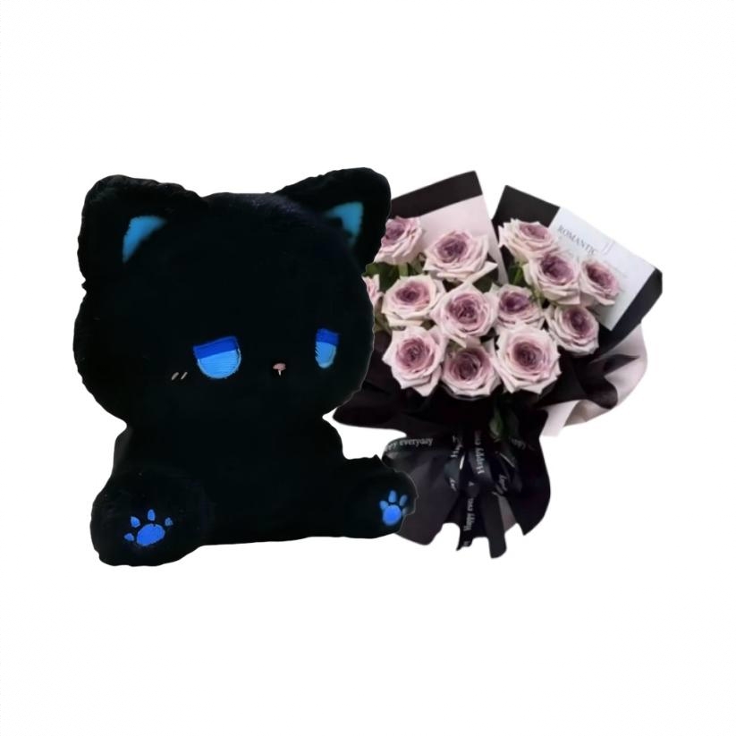 商品配色： 黑蓝小猫【乌梅子酱花束】