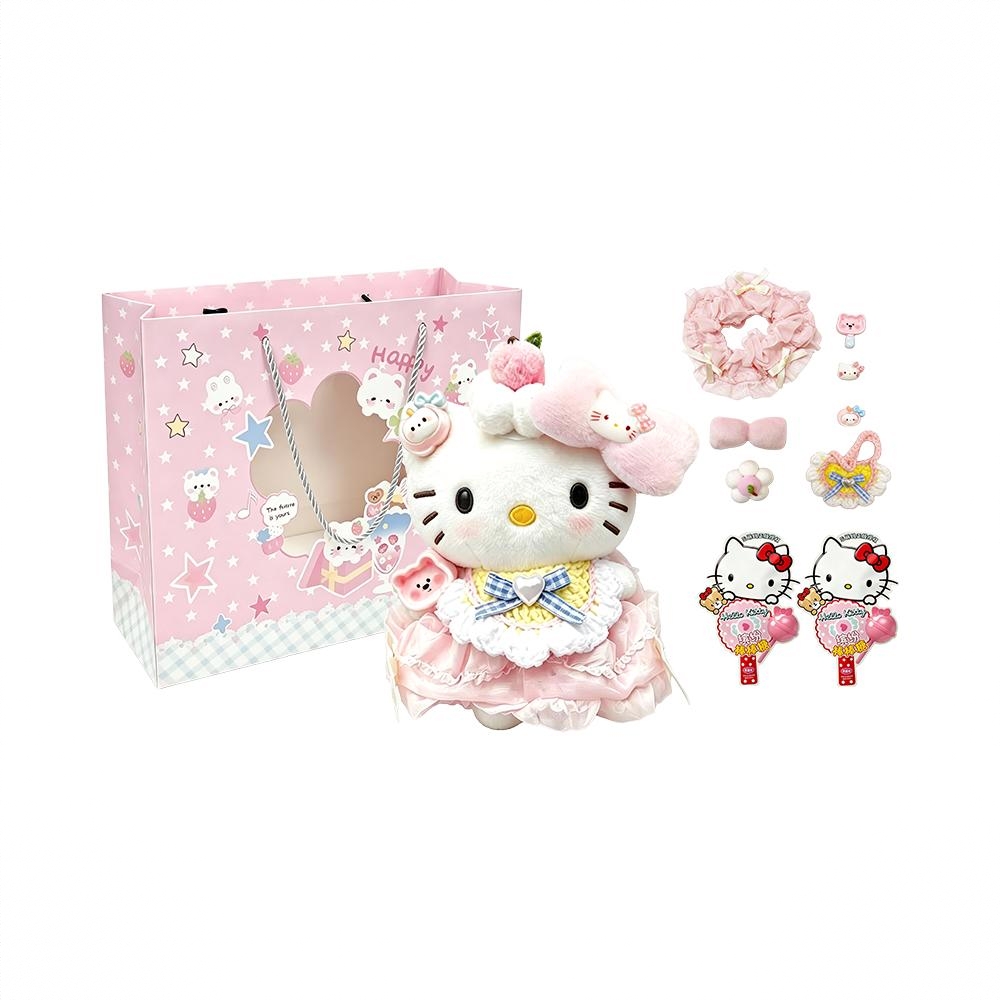 商品配色： 【浪漫惊喜】白桃蛋糕kitty+糖果零食礼包