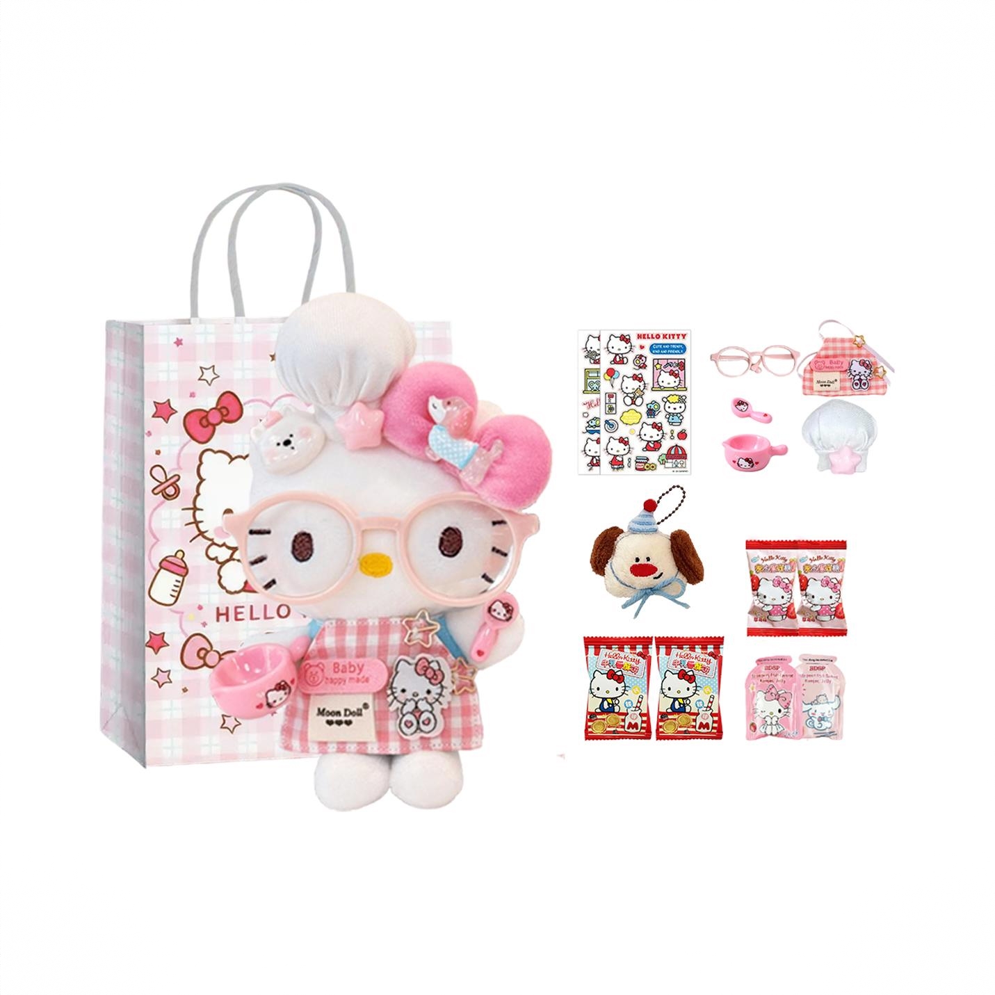 商品配色： 【专属甜礼】粉色小厨师kitty+糖果组合+小狗挂件