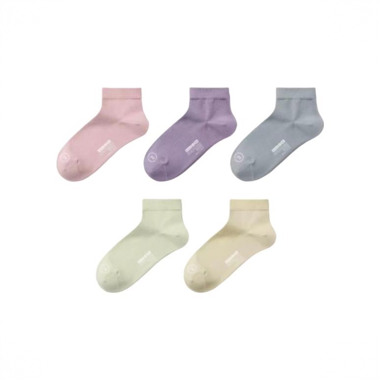 商品配色： 【短筒】1白皮粉1蔷紫1BABY蓝1芽黄绿1奶黄 5双