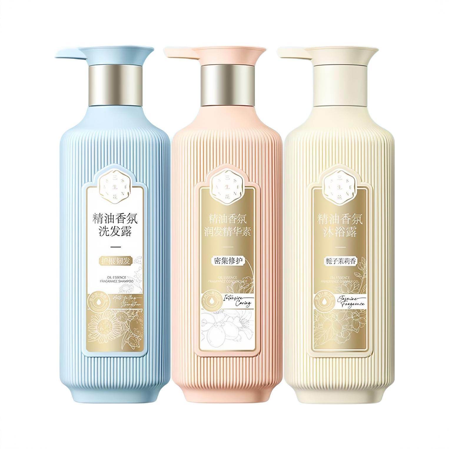 商品配色： 护根韧发洗发水500ml+护发素500ml+茉莉沐浴露500ml