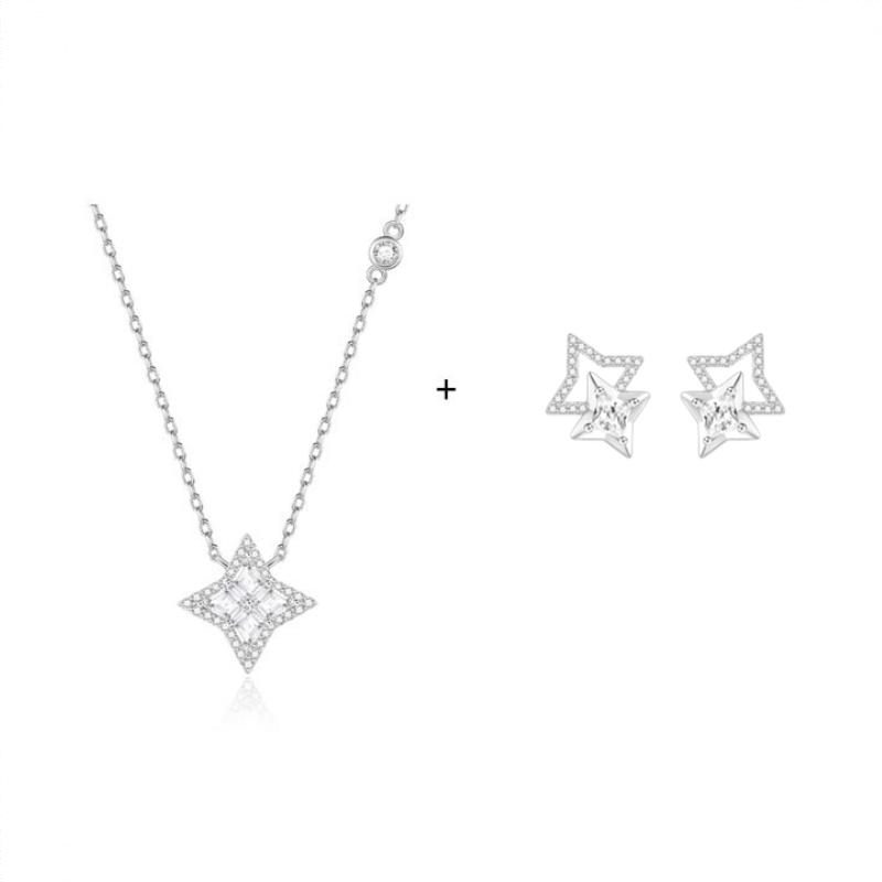 商品配色： 银色项链＋耳钉