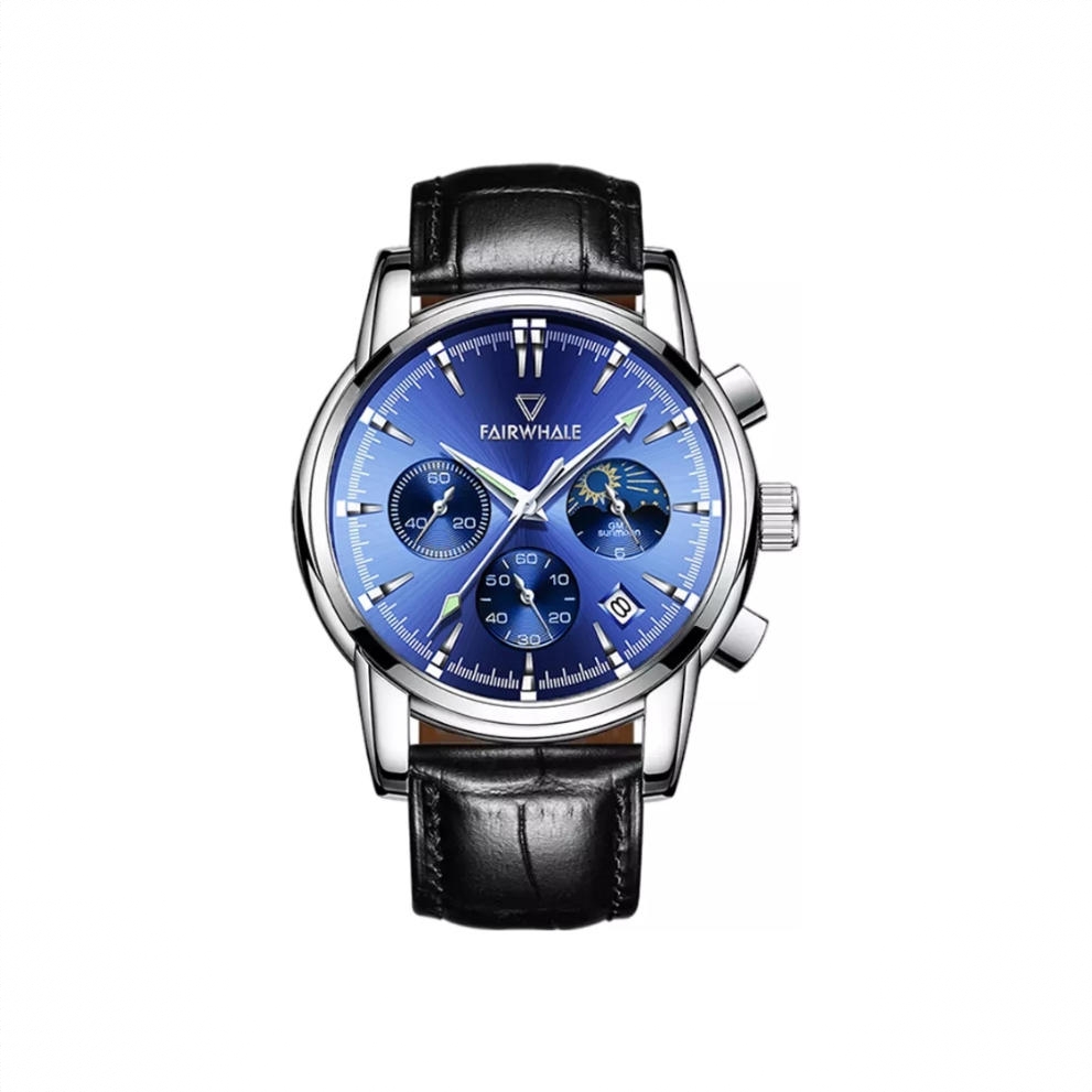 商品配色： 银壳蓝面皮带