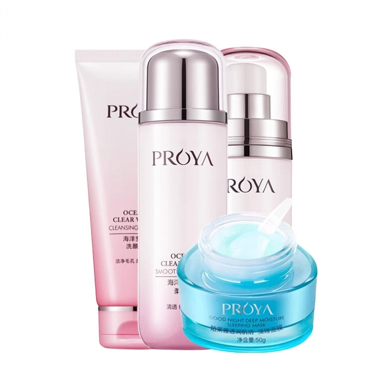 商品配色： 洗颜霜100ml+柔肤水135ml+莹亮乳100ml+睡眠面膜50ml