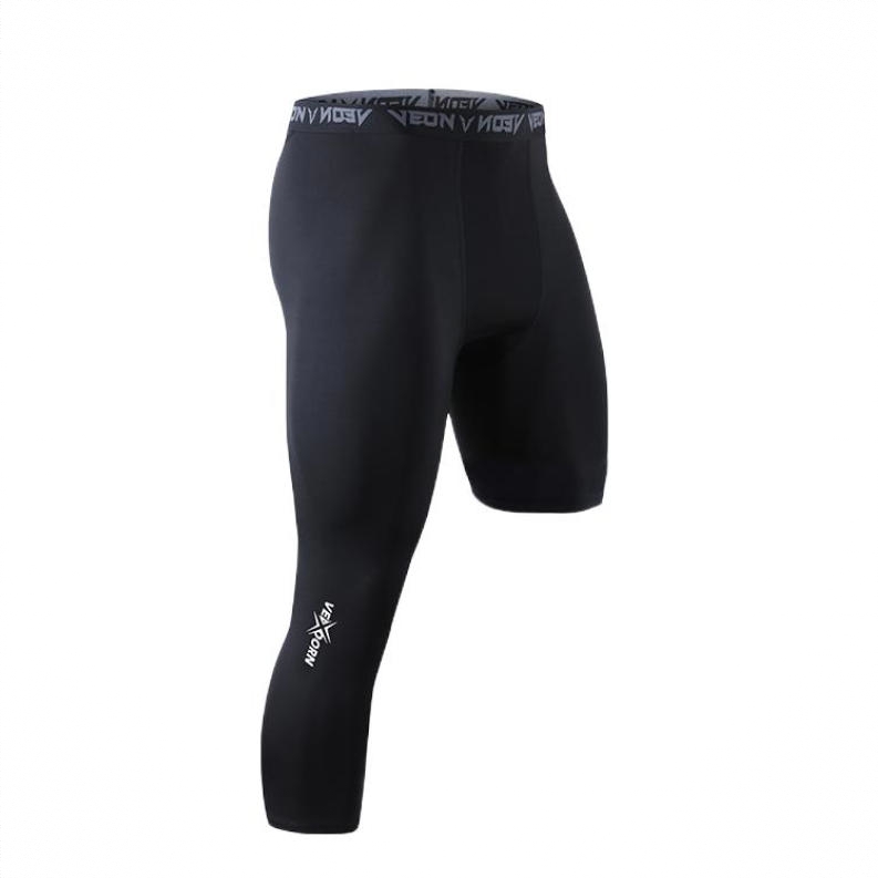 商品配色： 左短右长款弹力裤//黑