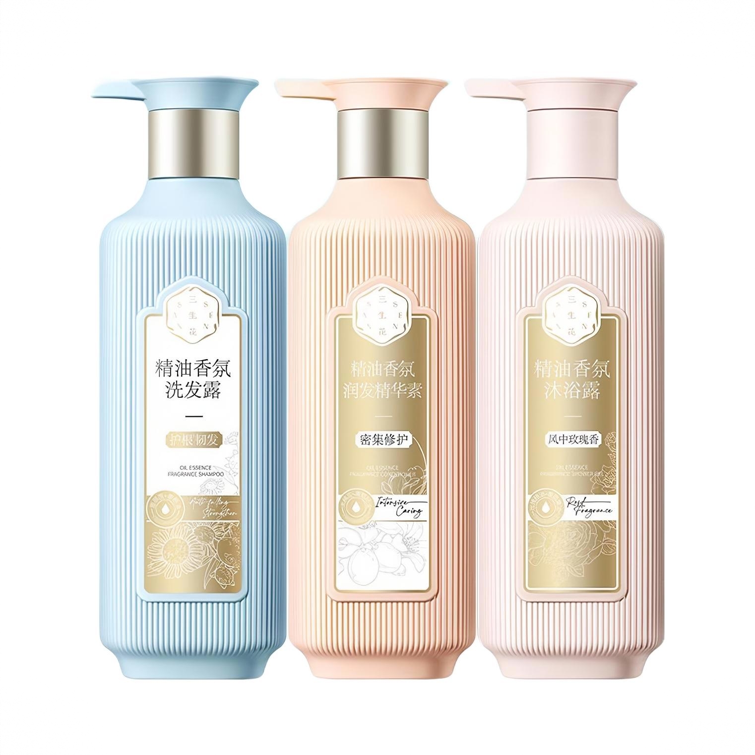 商品配色： 护根韧发洗发水500ml+护发素500ml+玫瑰沐浴露500ml