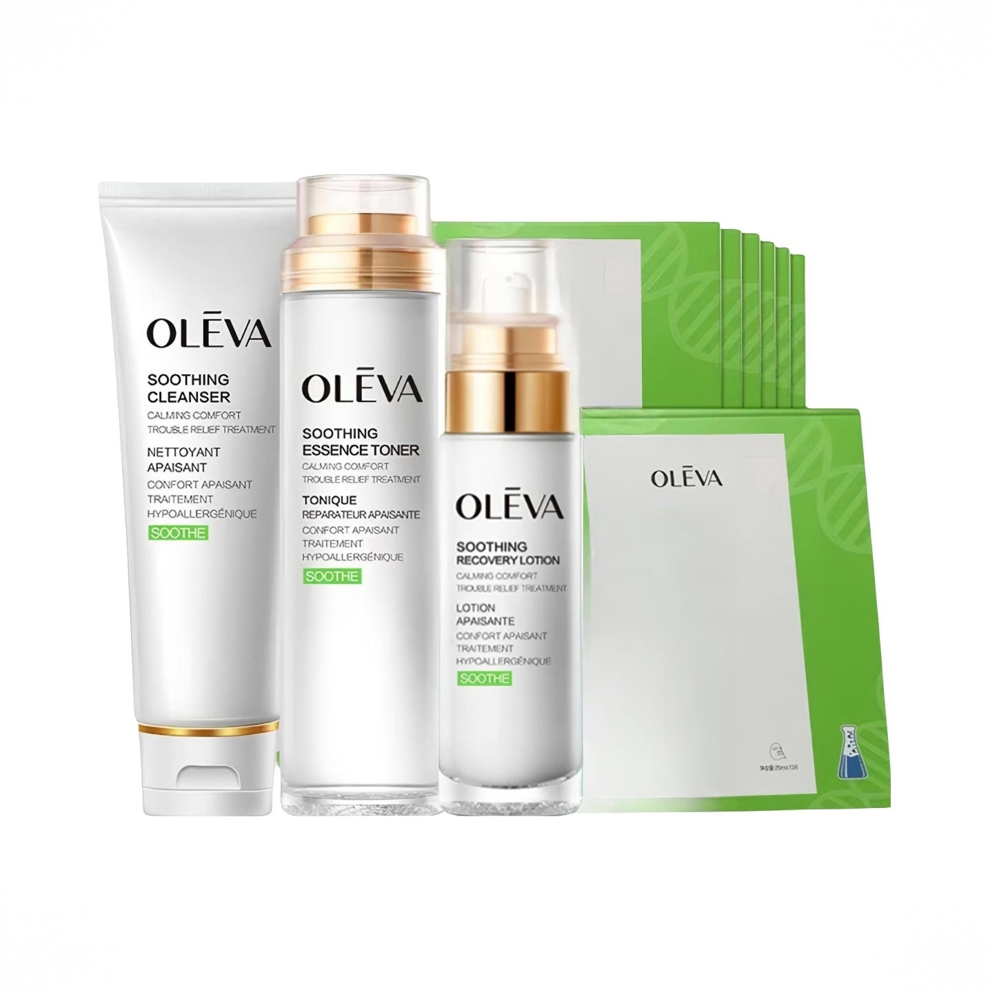 商品配色： 洁面100ml+水120ml+乳80ml+面膜10片