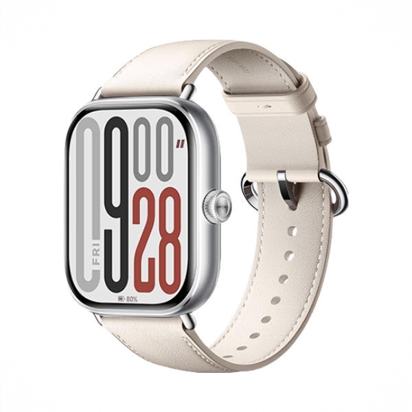 商品配色： 皎月银+乳酪白真皮腕带