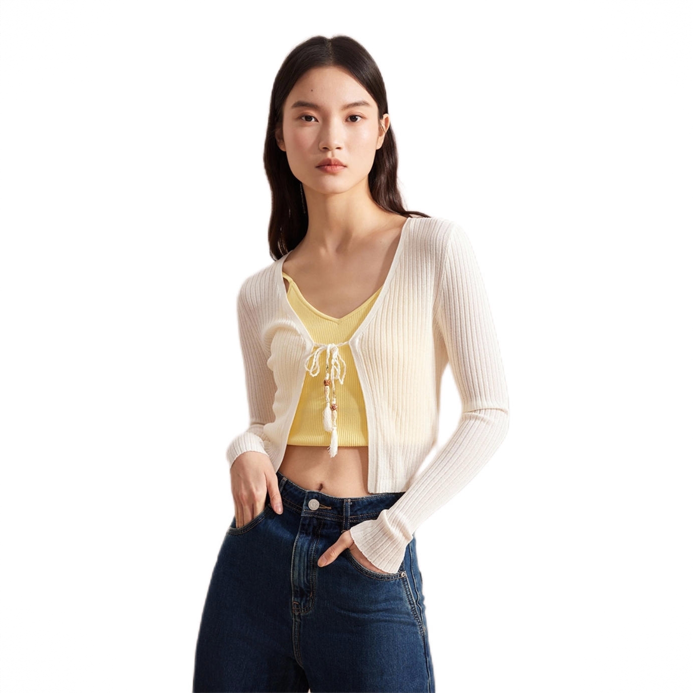 商品配色： 外搭开衫-蜜乳白