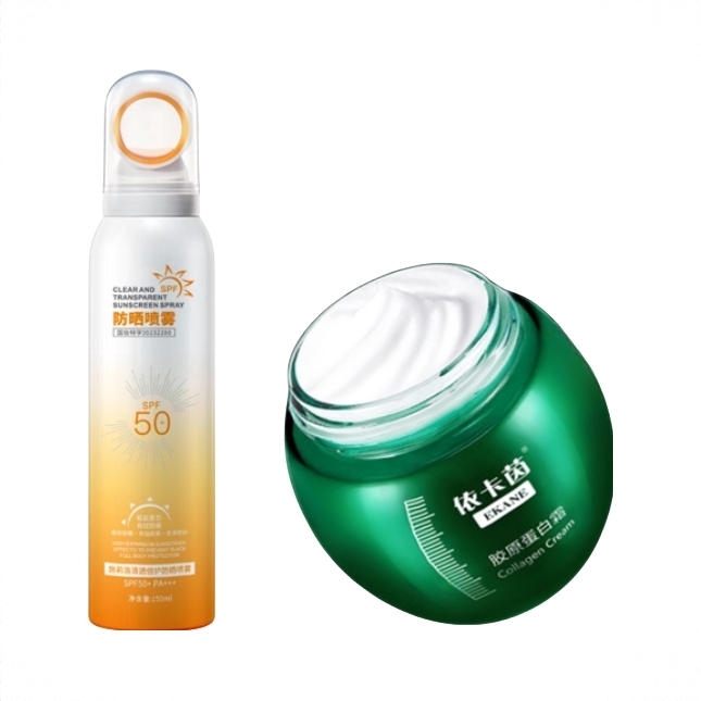 商品配色： 防晒喷雾150ml+面霜50ml