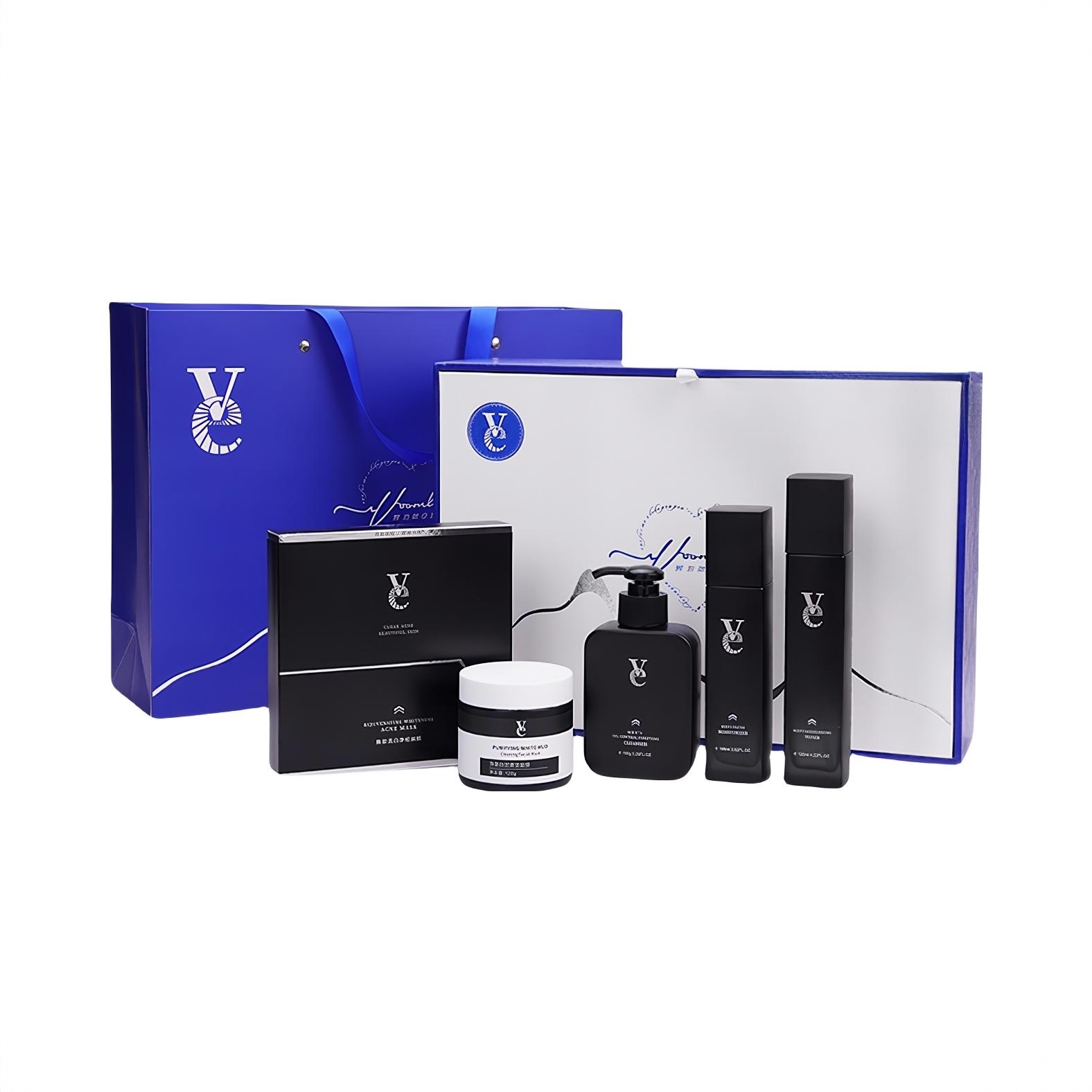 商品配色： 洁面乳150g+爽肤水120ml+润肤乳100ml+面膜6片/盒+泥膜120g