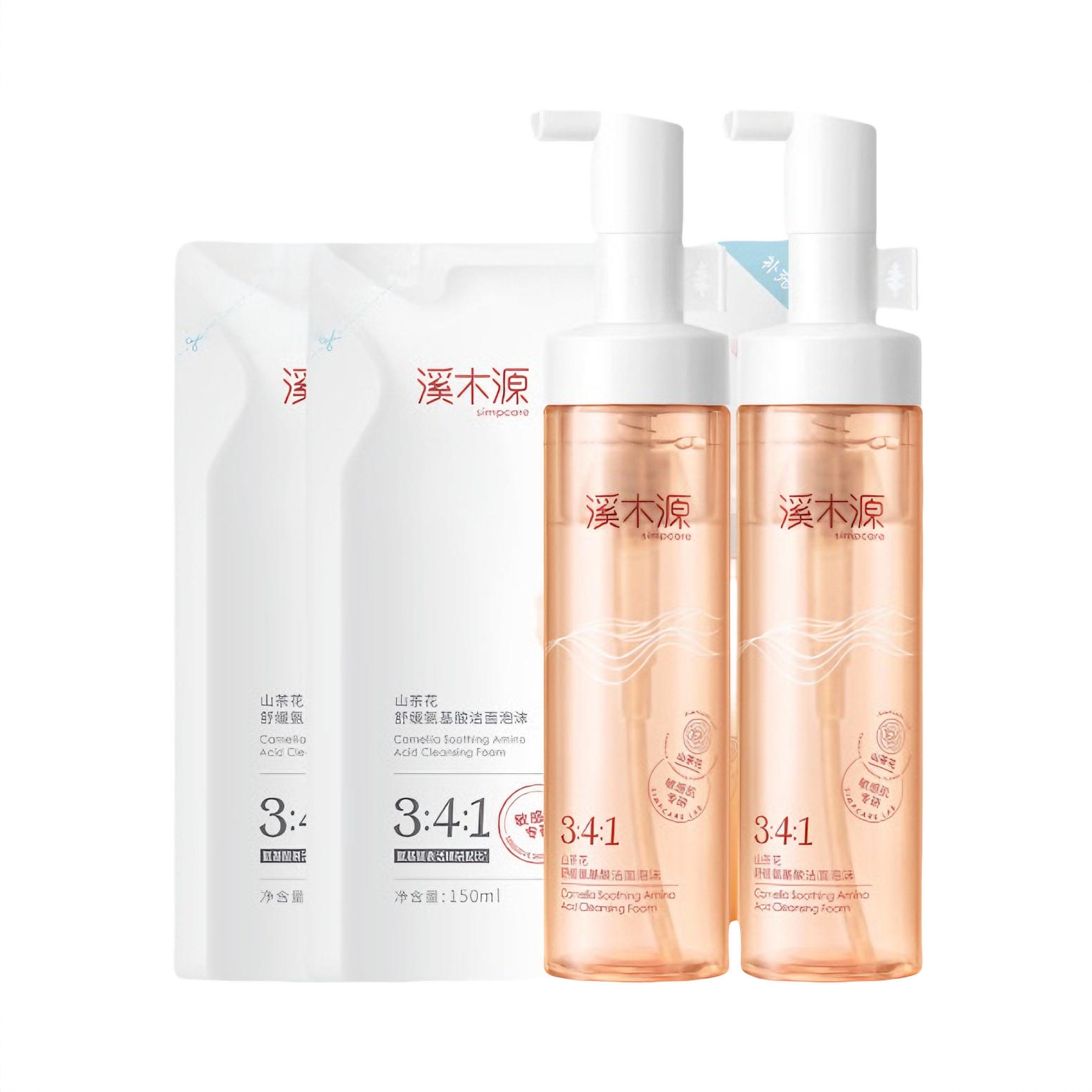 商品配色： 【第四代新版】洁面泡沫150ml*2+补充装150ml*2