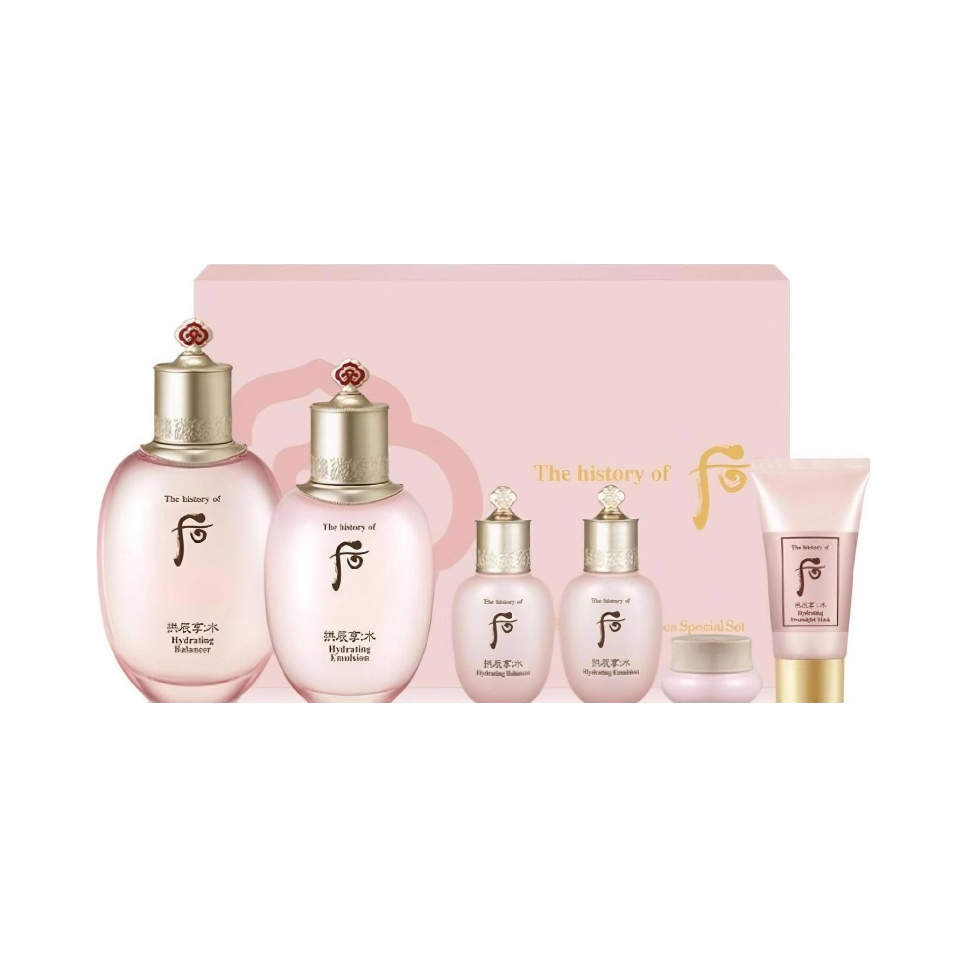 商品配色： 水（150ml+20ml）+乳（110ml+20ml）+面霜4ml+洁面40ml