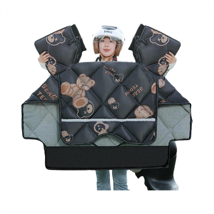 商品配色： 加厚冬款黑小熊双防风把套反光条