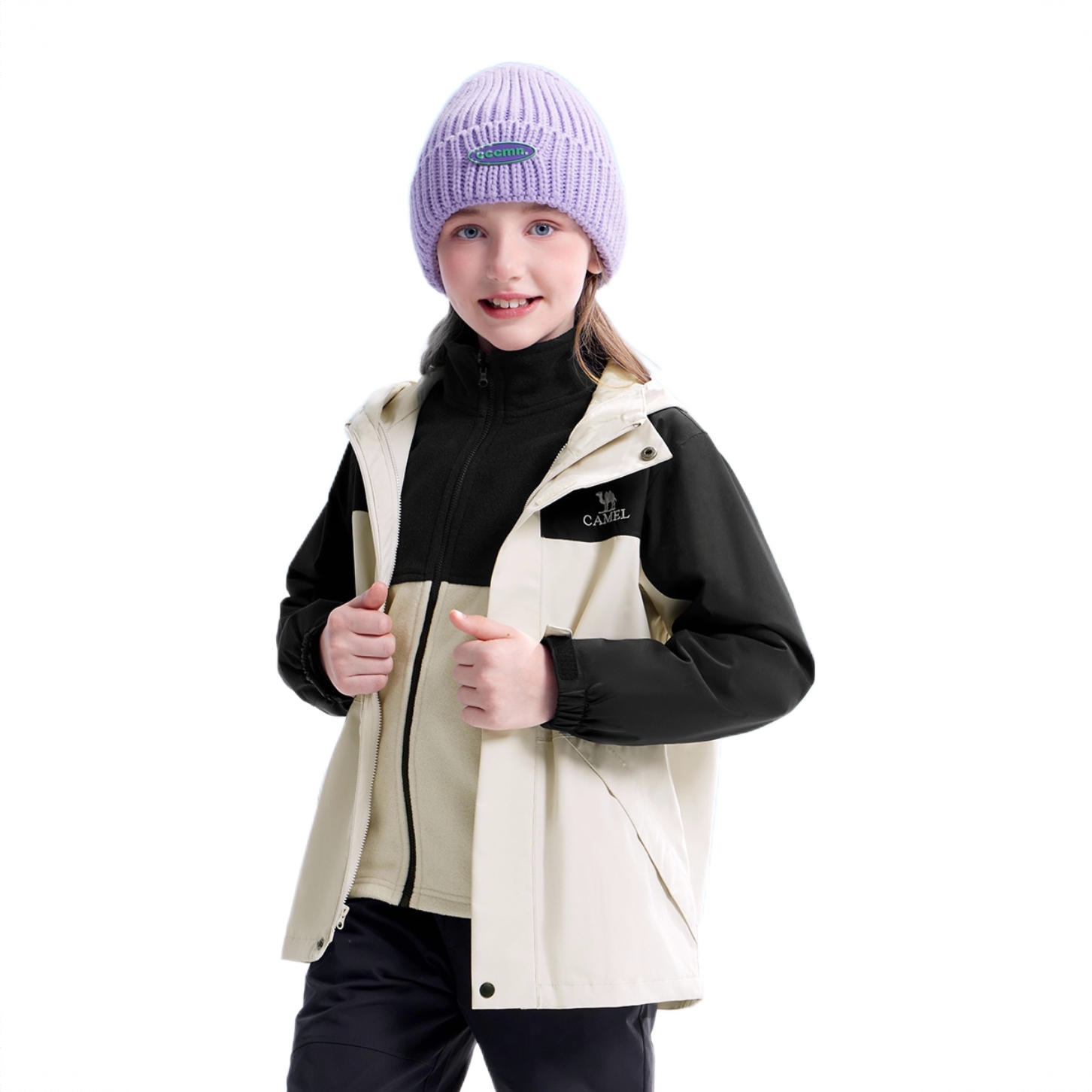 商品配色： 米其/幻影黑/三合一两件套