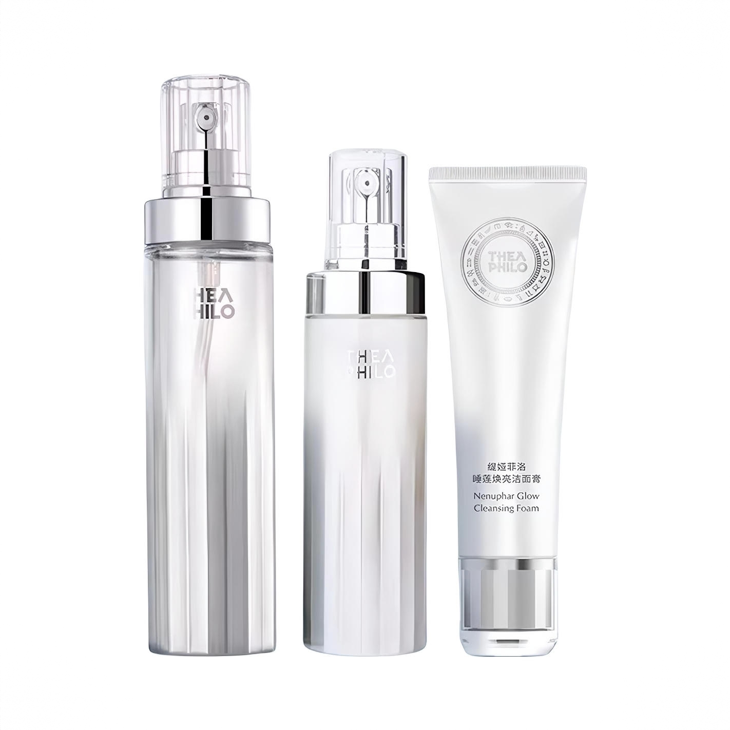 商品配色： 睡莲焕采美肤水120ml+睡莲焕采乳液100ml+睡莲洁面130g