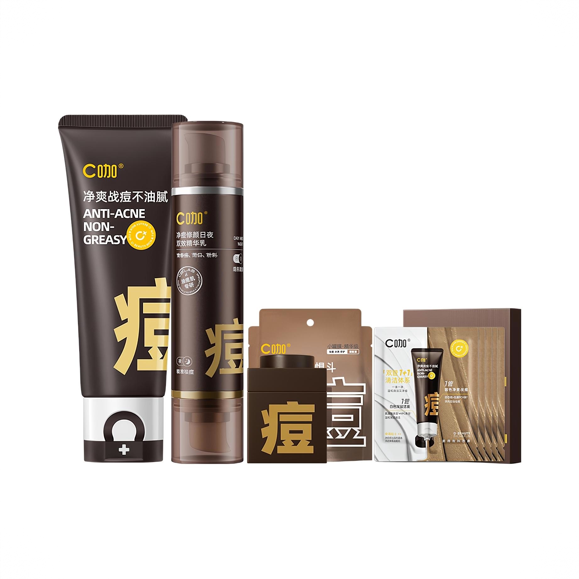 商品配色： 祛痘洁面80g+痘小罐5g+双头精华24g+洁面2g*5袋
