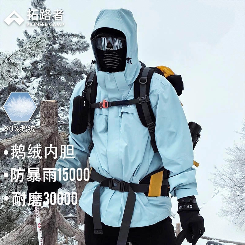 商品配色： 冰川蓝/抓绒内胆/三合一