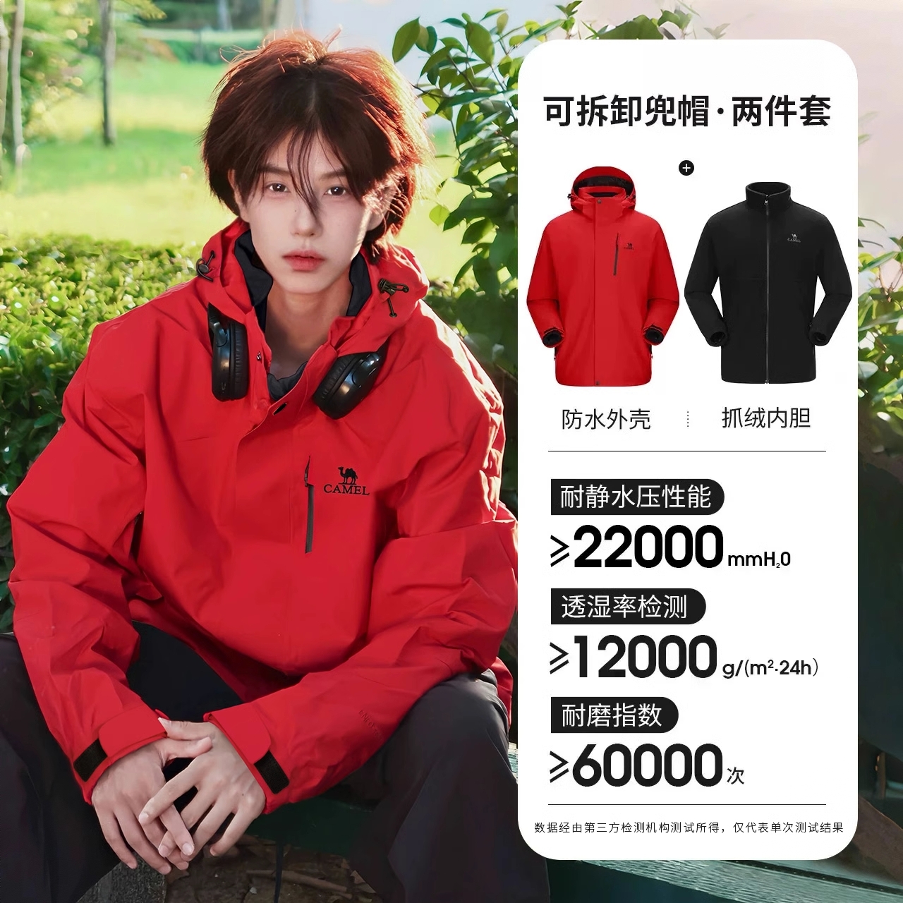 商品配色： 三合一抓绒内胆/耀眼红