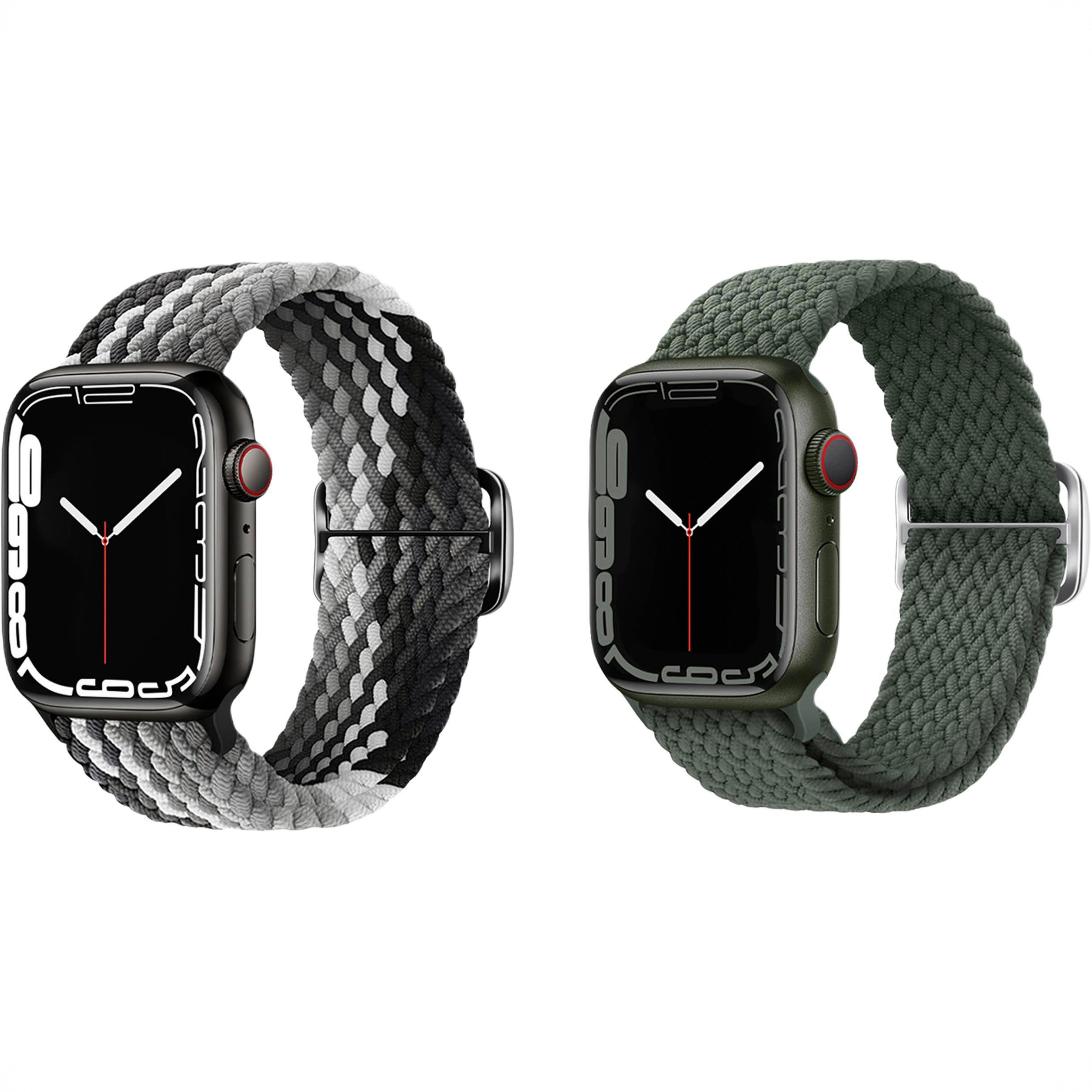 商品配色： 苹果编织表带-黑巧色*橄榄绿